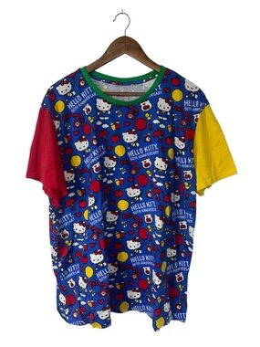 Hello Kitty x Loungefly x Sanrio 50th Anniversary Tee Shirt Blue Red Size XL
